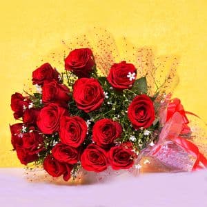 Hand Bunch of 12 Red Roses
